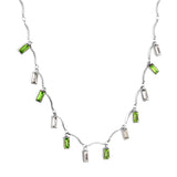 Collier en acier inoxydable, 12 rectangles avec diamants carrés de couleurs mélangées, accessoires