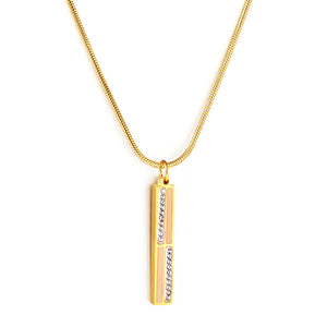 Collier barre rectangulaire en acier inoxydable + accessoires diamant