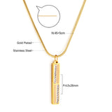 Stainless Steel Rectangular Bar + Diamond Accessories Necklace