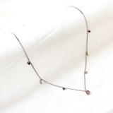 Stainless Steel 2 Palms + Round Hollow Purple Palm Accessories + 4 Mixed Color Diamonds Necklace