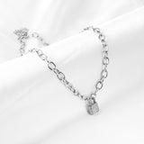 Stainless Steel Lock Accessory With Diamond Necklace