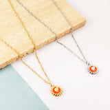 Collier accessoire soleil orange en acier inoxydable