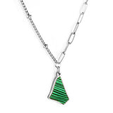 Stainless Steel Irregular Triangle Green Shell Accessories Necklace