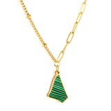 Stainless Steel Irregular Triangle Green Shell Accessories Necklace