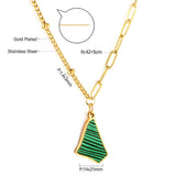 Collier d'accessoires de coquille verte de Triangle irrégulier d'acier inoxydable