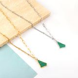 Stainless Steel Irregular Triangle Green Shell Accessories Necklace