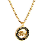 Collier rond noir en acier inoxydable avec lettres creuses, accessoire