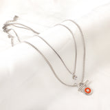 Stainless Steel Oval Hollow Round Orange Drip Oil With Star + Chain With Diamond Double Chain Necklace