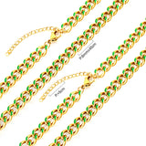 Stainless Steel 18k Gold Plated Green Drip Oil Chains