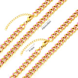 Stainless Steel 18k Gold Plated Pink Drip Oil Chains