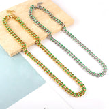 Stainless Steel 18k Gold Plated Green Drip Oil Chains