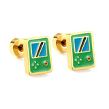 New Fashion Stainless Steel Screw Plug Mixed-color Game Machine Stud Earrings