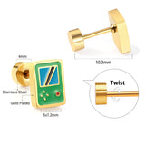 New Fashion Stainless Steel Screw Plug Mixed-color Game Machine Stud Earrings