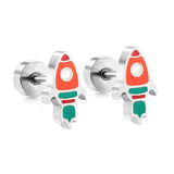 New Fashion Stainless Steel Screw Plug Mixed Color Rocket Stud Earrings