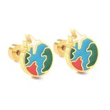 New Fashion Stainless Steel Screw Plug Mixed-color Aircraft + Earth Stud Earrings