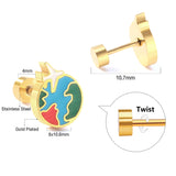 New Fashion Stainless Steel Screw Plug Mixed-color Aircraft + Earth Stud Earrings