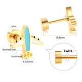 Nuevos pendientes de tuerca de avión de color mezclado con tapón de rosca de acero inoxidable a la moda