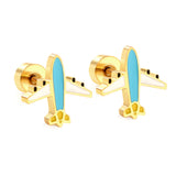 New Fashion Stainless Steel Screw Plug Mixed Color Airliner Stud Earrings