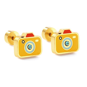 New Fashion Stainless Steel Screw Plug Mixed Color Camera Stud Earrings