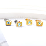 New Fashion Stainless Steel Screw Plug Mixed Color Camera Stud Earrings