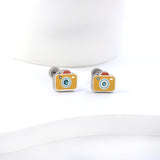 New Fashion Stainless Steel Screw Plug Mixed Color Camera Stud Earrings