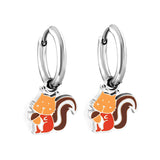 New Stainless Steel Circle With Mixed-colored Squirrels Earrings