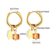 Cercle en acier inoxydable avec boucles d'oreilles diamant champagne + mangue