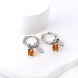 Stainless Steel Circle With Champagne Diamond+Mango Earrings