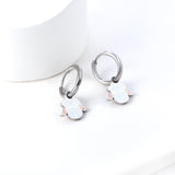 New Stainless Steel Circle With Mixed-colored Lamb Head Earrings