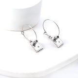 New Stainless Steel Circles With Stamps And Diamonds Earrings