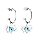 New Fashion Open Circle With Lake Blue Cat‘s-eye Earrings