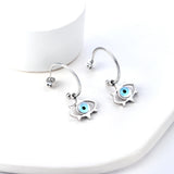 New Fashion Open Circle With Lake Blue Cat‘s-eye Earrings