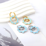 Stainless Steel Circle With Hollow Wreath Earrings For Women