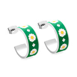 New Fashion Green With Chrysanthemum Open Earrings