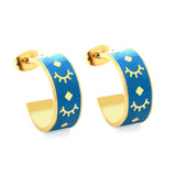 New Fashion Blue With Eyelashes Pattern Open Earrings