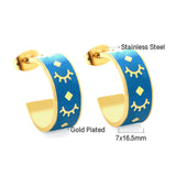 New Fashion Blue With Eyelashes Pattern Open Earrings