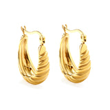 Boucles d'oreilles ovales en acier inoxydable plaqué or 18 carats pour femmes