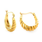 Stainless Steel 18K Gold -plated Oval Earrings For Women