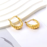 Stainless Steel 18K Gold -plated Oval Earrings For Women