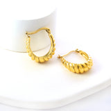 Stainless Steel 18K Gold -plated Oval Earrings For Women