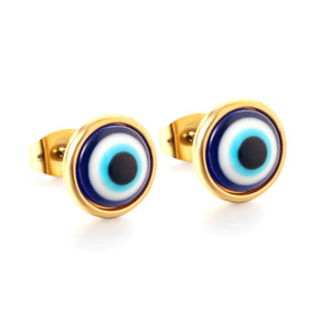 Pendientes de ojo de gato azul de acero inoxidable de nueva moda