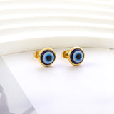 Pendientes de ojo de gato azul de acero inoxidable de nueva moda