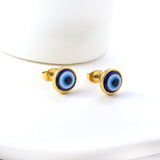 Pendientes de ojo de gato azul de acero inoxidable de nueva moda