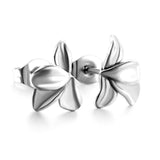 New Fashion Stainless Steel Half-side Flower Cutting Stud Earrings