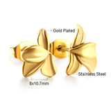 New Fashion Stainless Steel Half-side Flower Cutting Stud Earrings