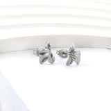 New Fashion Stainless Steel Half-side Flower Cutting Stud Earrings