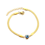 Pulsera accesoria de acero inoxidable con piedra ojo de gato azul oscuro