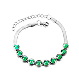 Pulsera de accesorios con 10 diamantes en fila conectados redondos verdes