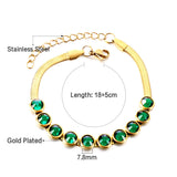 10 Green Round Connected Row Diamonds Accessories Bracelet