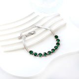 10 Green Round Connected Row Diamonds Accessories Bracelet